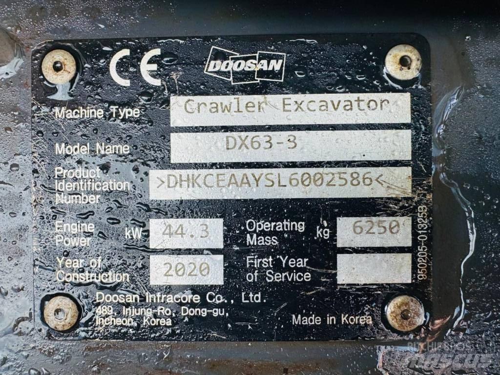 Doosan DX 63-3 Koparki gąsienicowe
