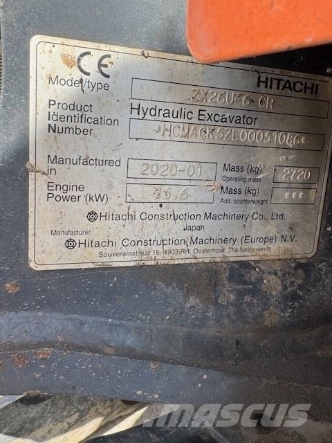 Hitachi ZX 26 U-6 CR Minikoparki