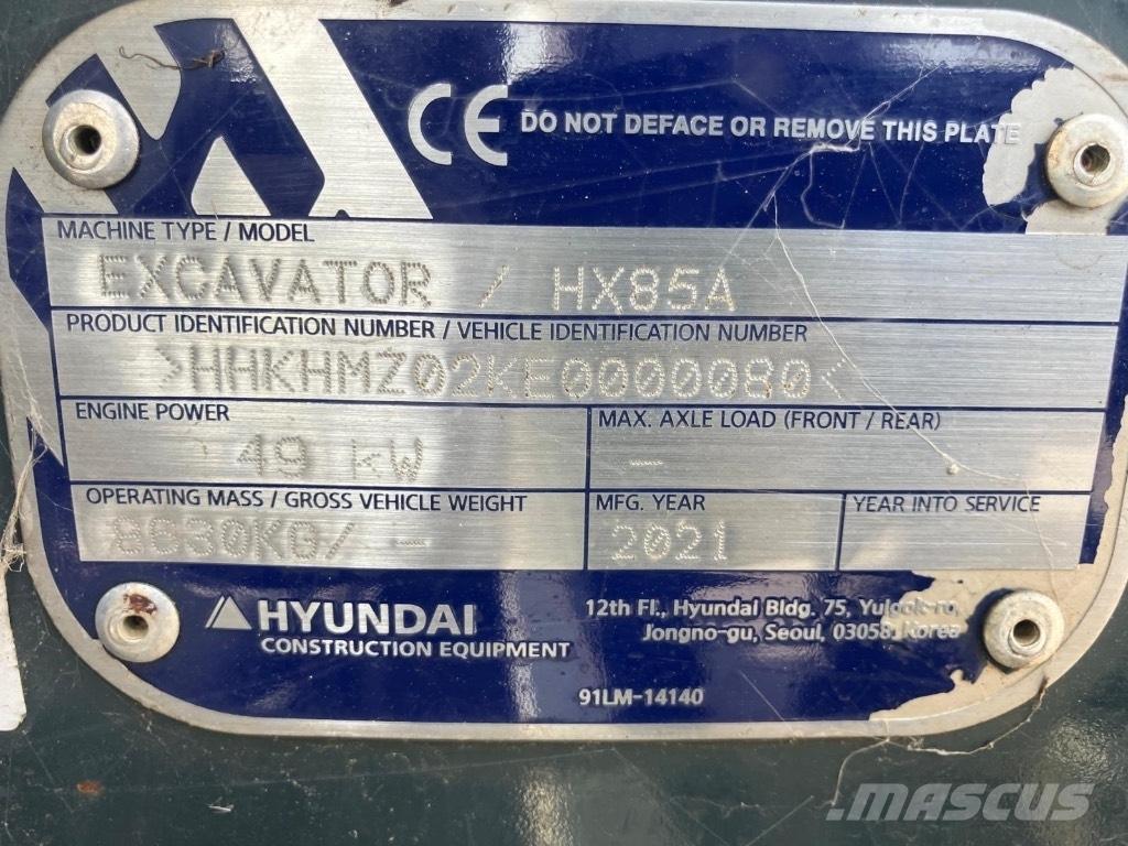 Hyundai HX 85 A Midikoparki  7t - 12t