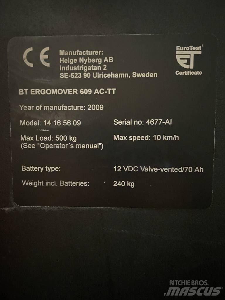 BT 609 AC TT Wózki kompletacyjne nisko unoszące