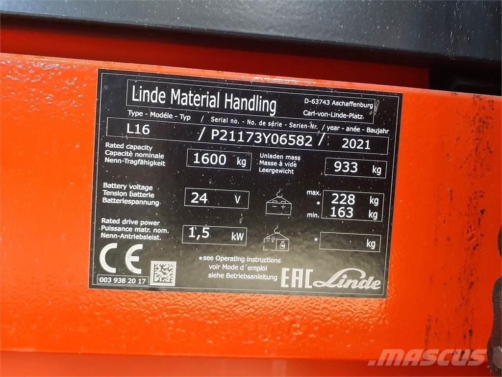 Linde L16i Wózki widłowe unoszące z dyszlem