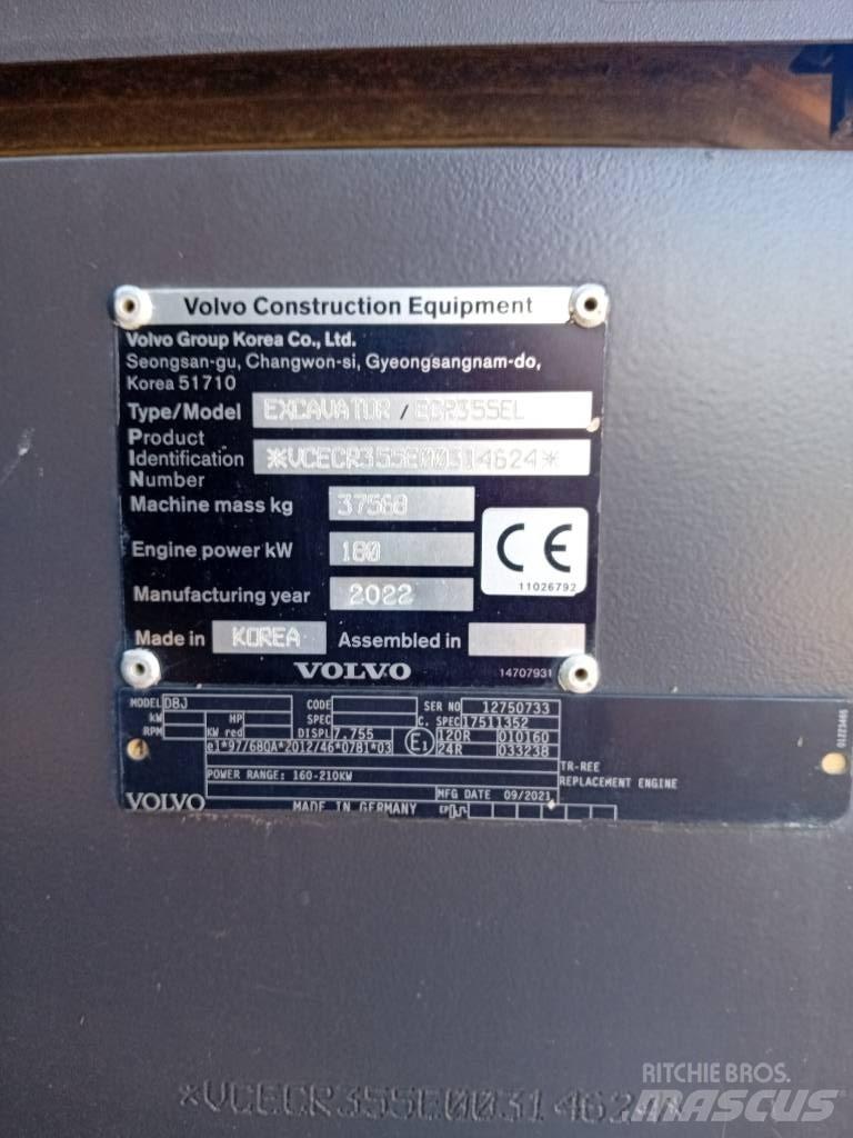 Volvo ECR 355 E Koparki gąsienicowe
