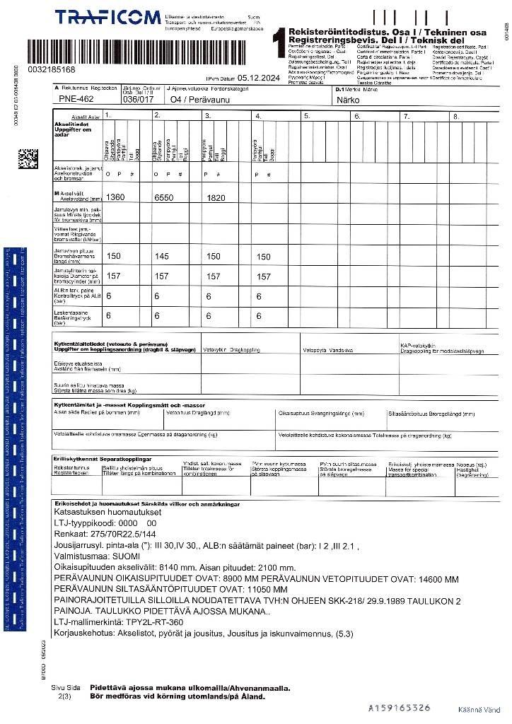 Närko TPY2L-RT-360 Przyczepy demontowalne