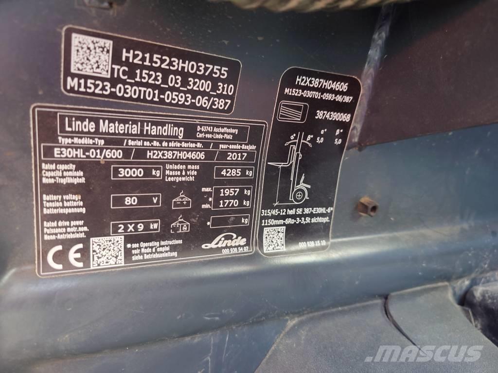 Linde E30/600HL/387 Wózki elektryczne