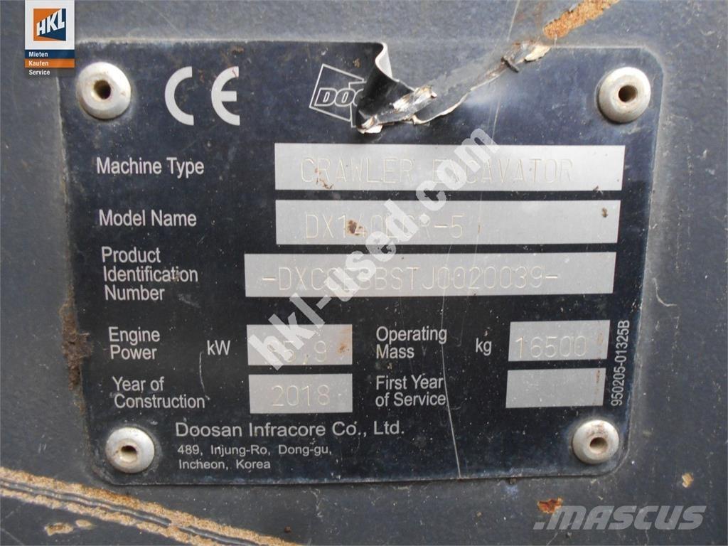 Doosan DX 140 LCR-5 Koparki gąsienicowe