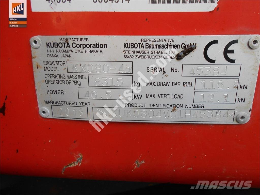 Kubota KX 080-4 Minikoparki