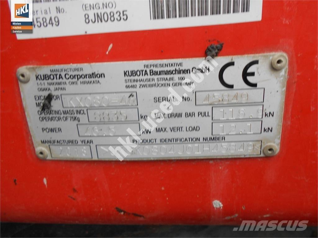 Kubota KX 080-4 Minikoparki