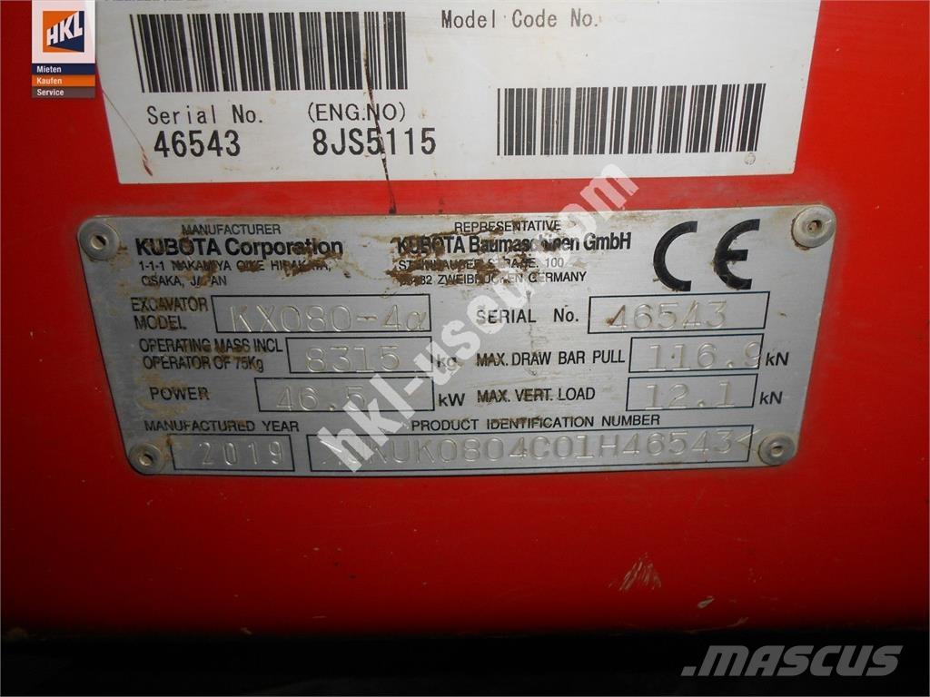 Kubota KX 080-4 Minikoparki