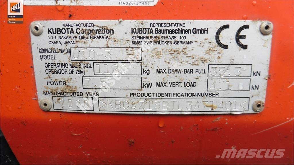 Kubota U 10-3 Minikoparki