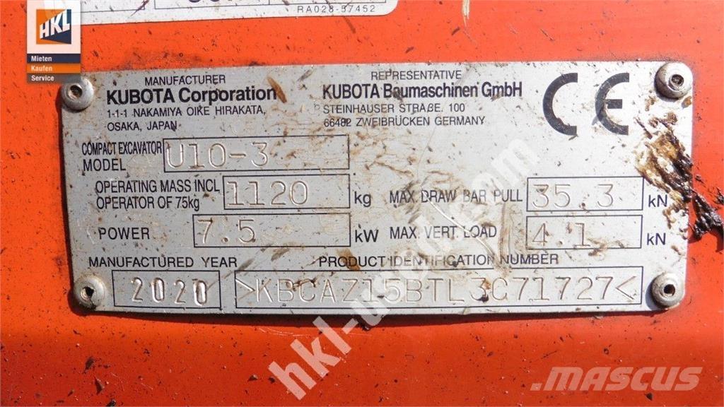 Kubota U 10-3 Minikoparki