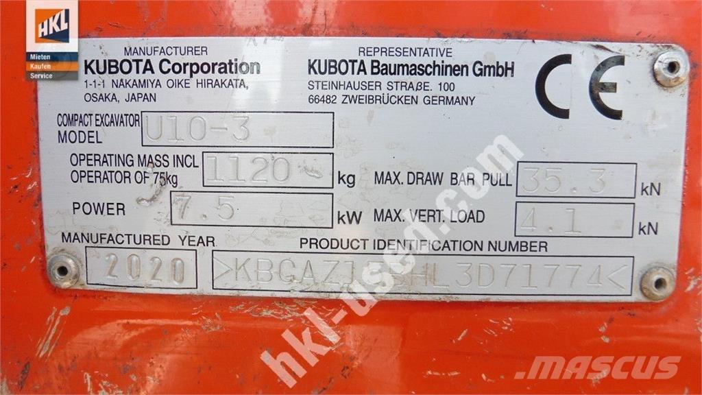 Kubota U 10-3 Minikoparki