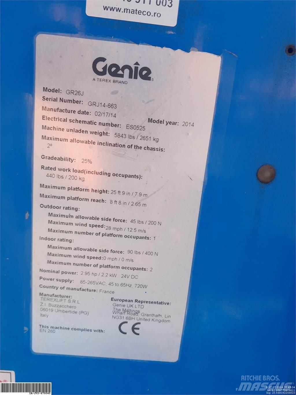 Genie GR26J Podnośniki masztowe