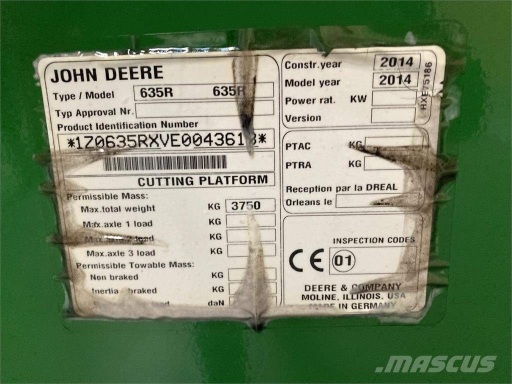 John Deere 635R Głowice ścinkowe
