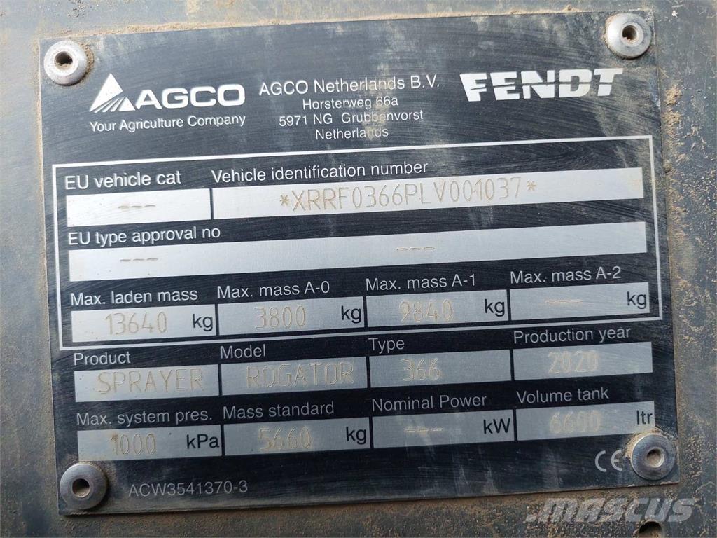 Fendt ROGATOR 366 Opryskiwacze zaczepiane