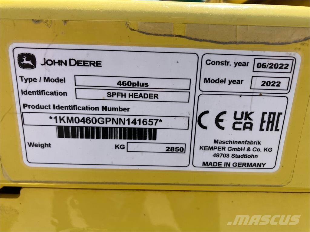 John Deere 460 Plus Akcesoria do kombajnów zbożowych