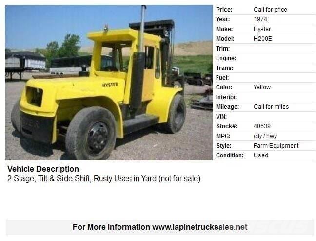 Hyster H200E Wózki widłowe inne