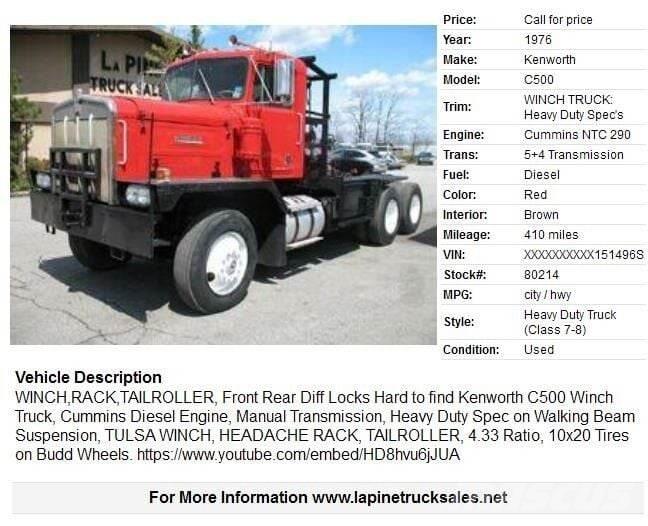 Kenworth C500 Samochody ratownicze pomocy drogowej