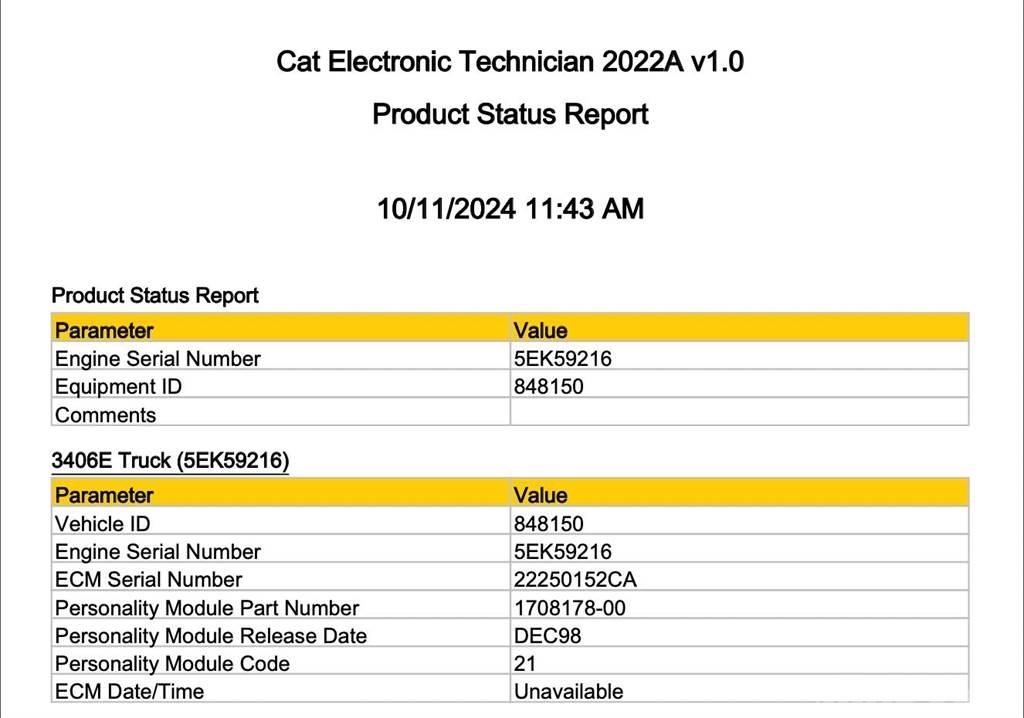 CAT 3406E Elektronika