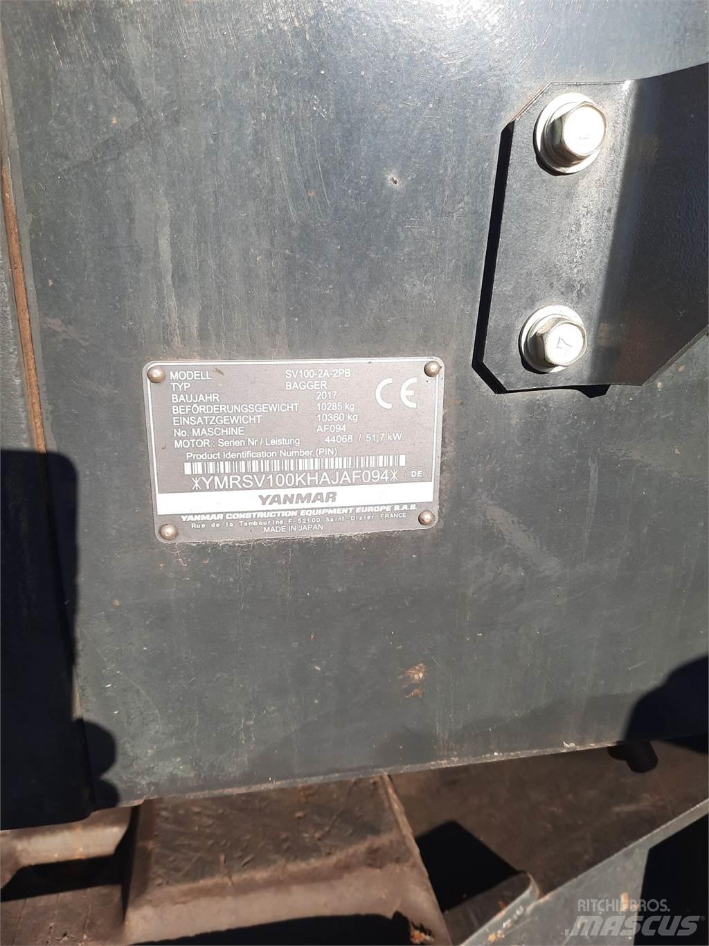 Yanmar SV 100-2PB Koparki gąsienicowe