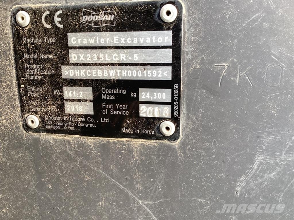 Doosan Dx235 LR 5 Koparki gąsienicowe