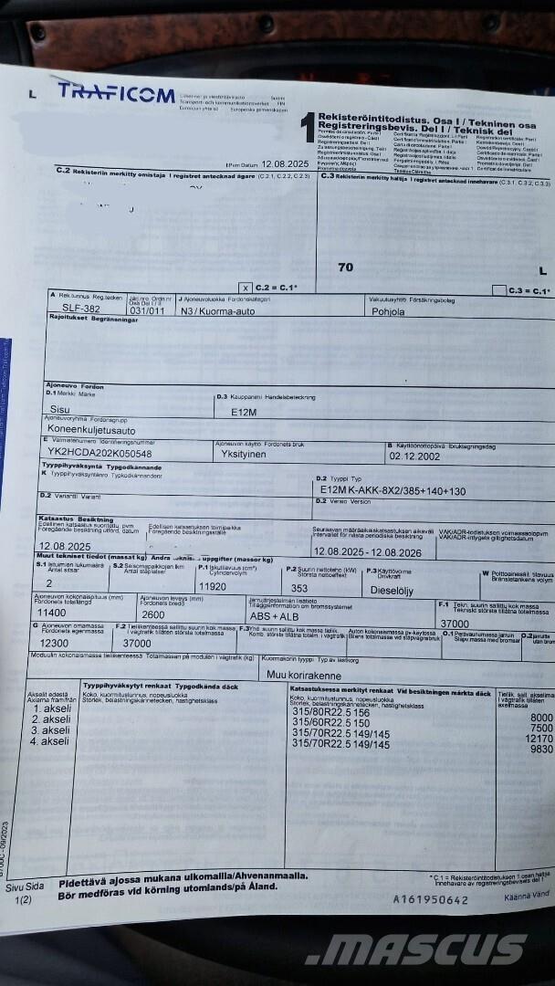 Sisu E12M Pojazdy do transportu samochodów