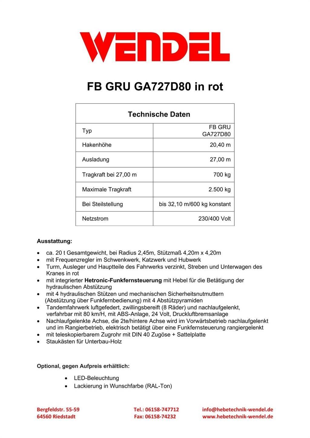 FB GRU GA727D80 Żurawie wieżowe