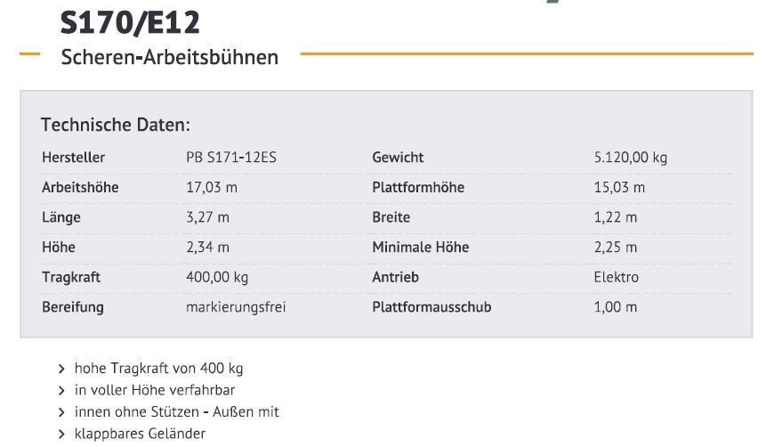 PB S171-12ES Podnośniki nożycowe