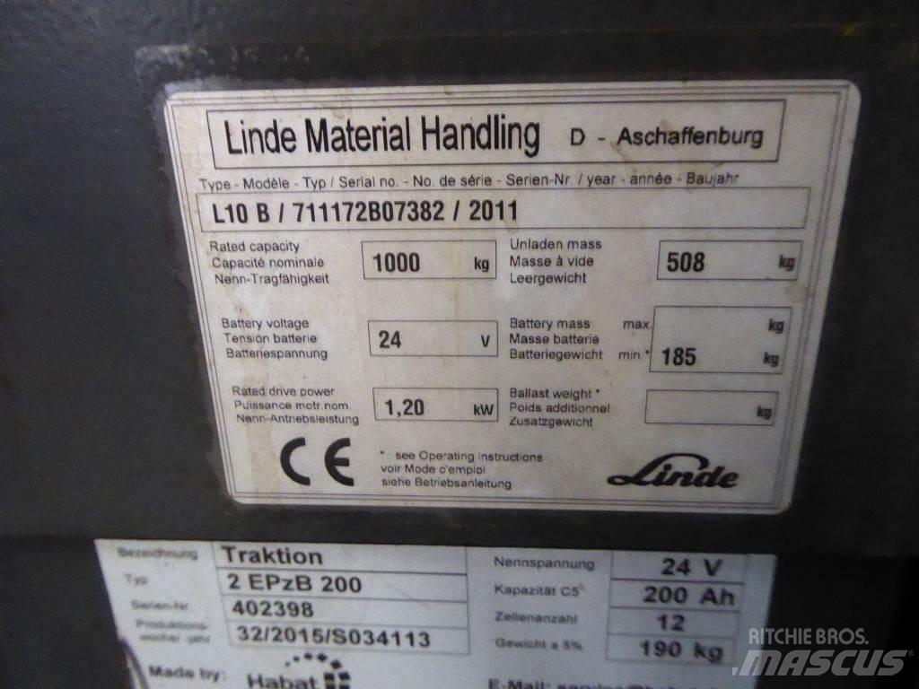 Linde L10B Wózki widłowe unoszące z dyszlem