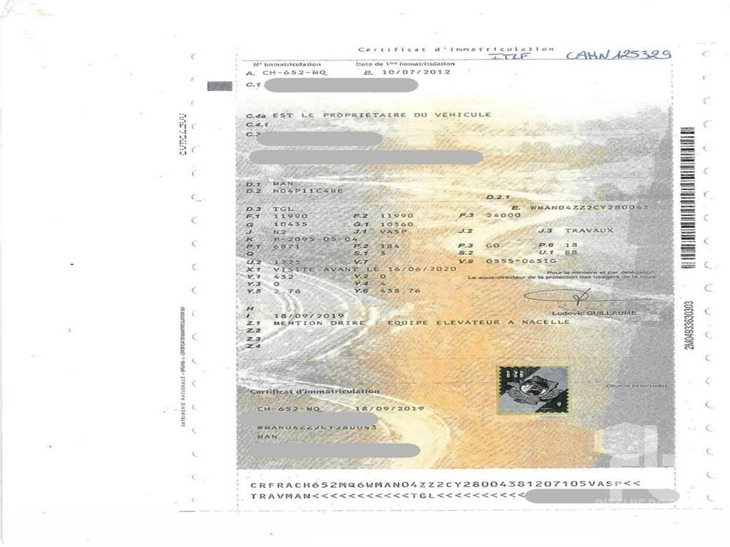 MAN TGL12.250 Podnośniki na przyczepach