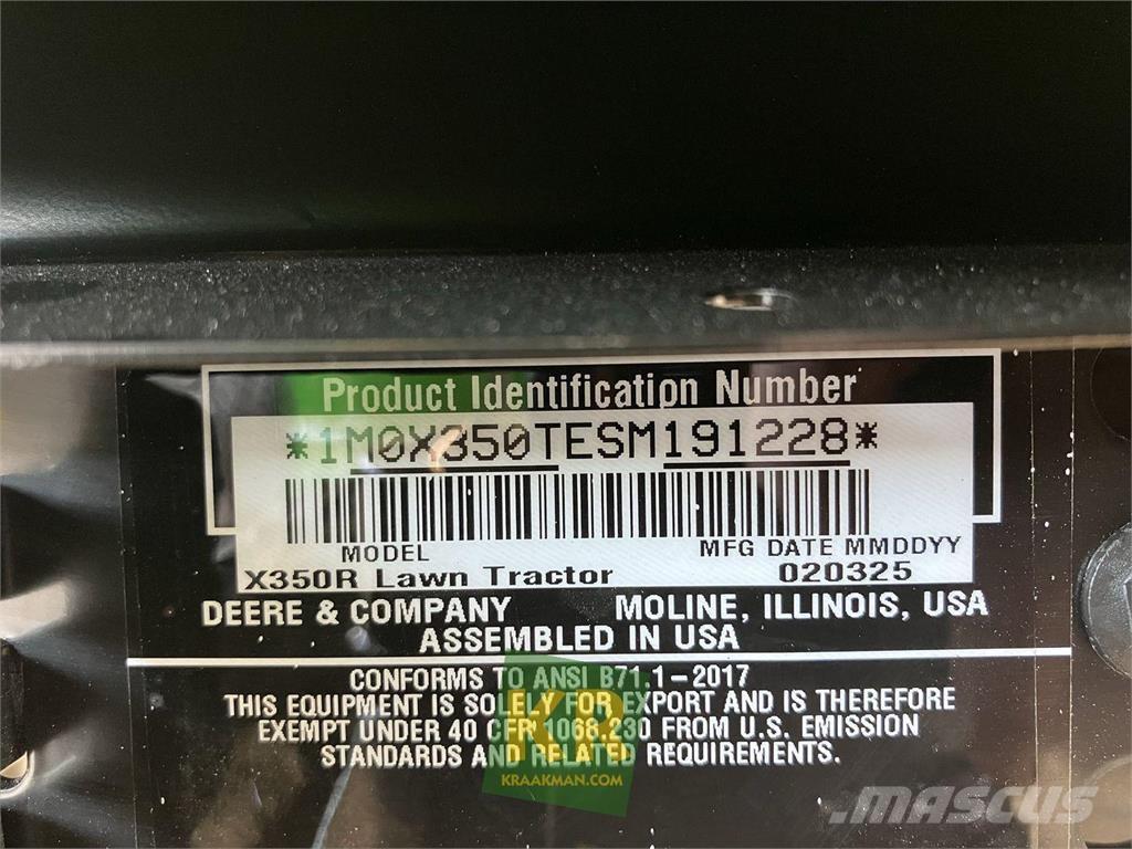 John Deere X350R Kosiarki ogrodowe