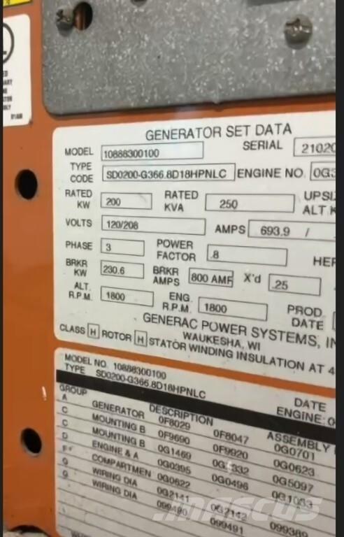 Generac SD200 Agregaty prądotwórcze Diesla