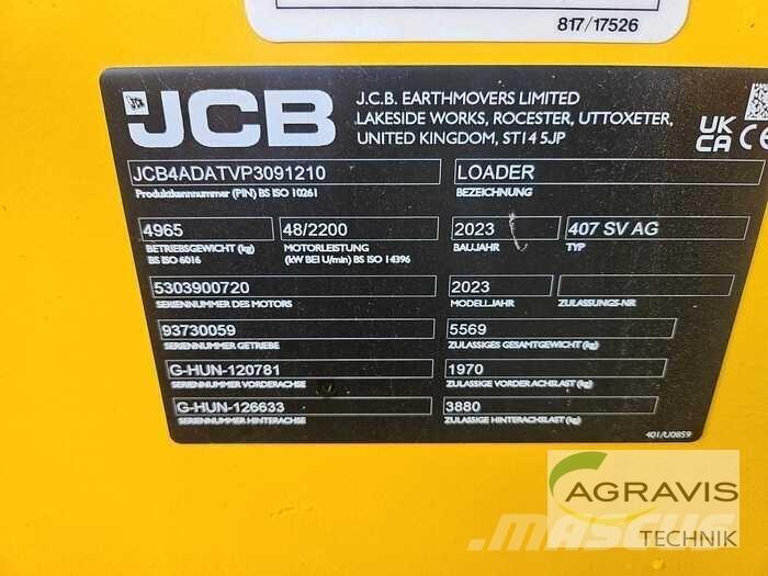 JCB 407 AGRI STUFE V Ładowarki kołowe