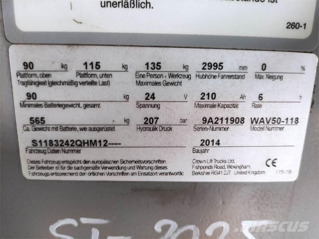 Crown WAV50-118 Wózki kompletacyjne wysoko unoszące