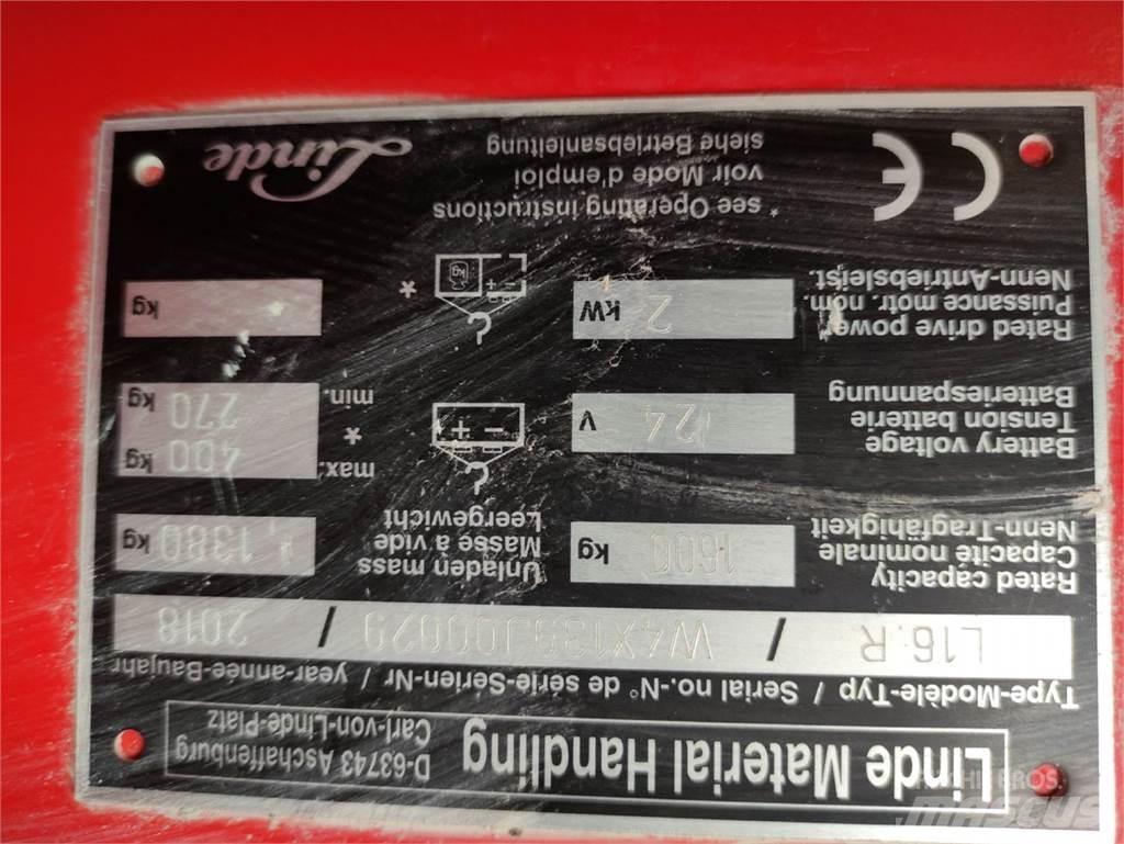 Linde L16 R Wózki widłowe unoszące z dyszlem