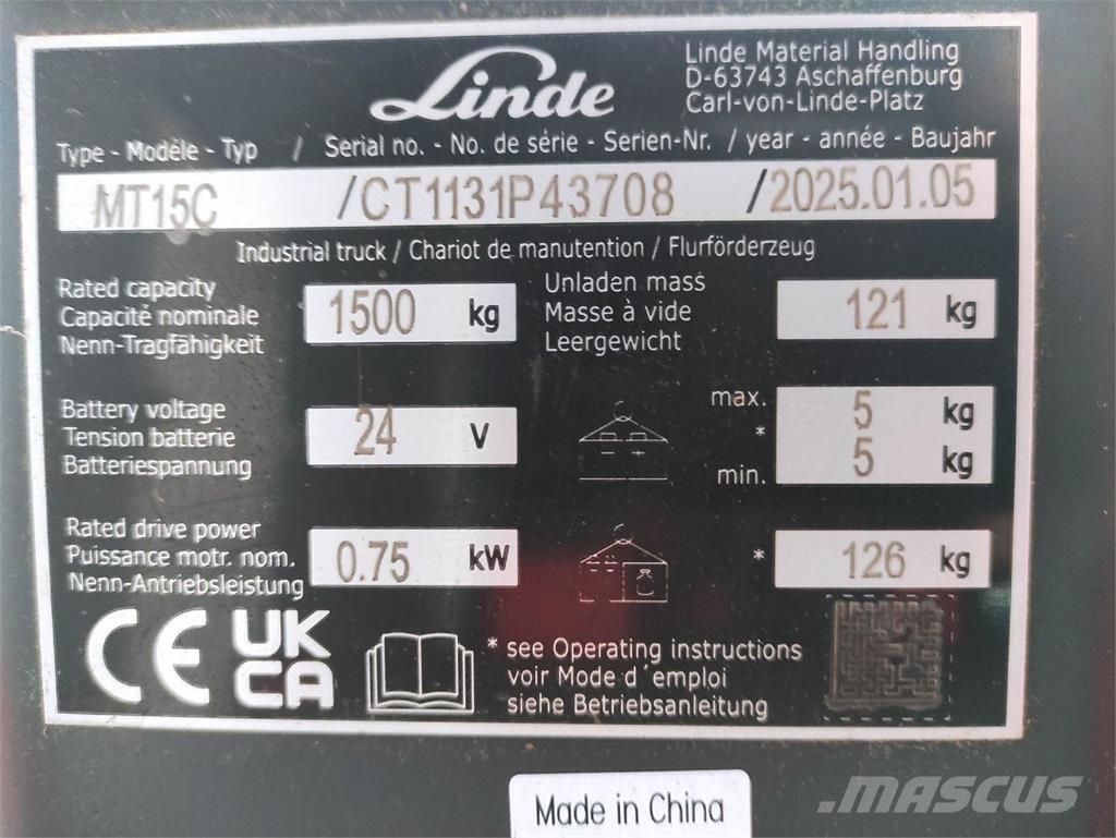 Linde MT15C Wózki widłowe unoszące