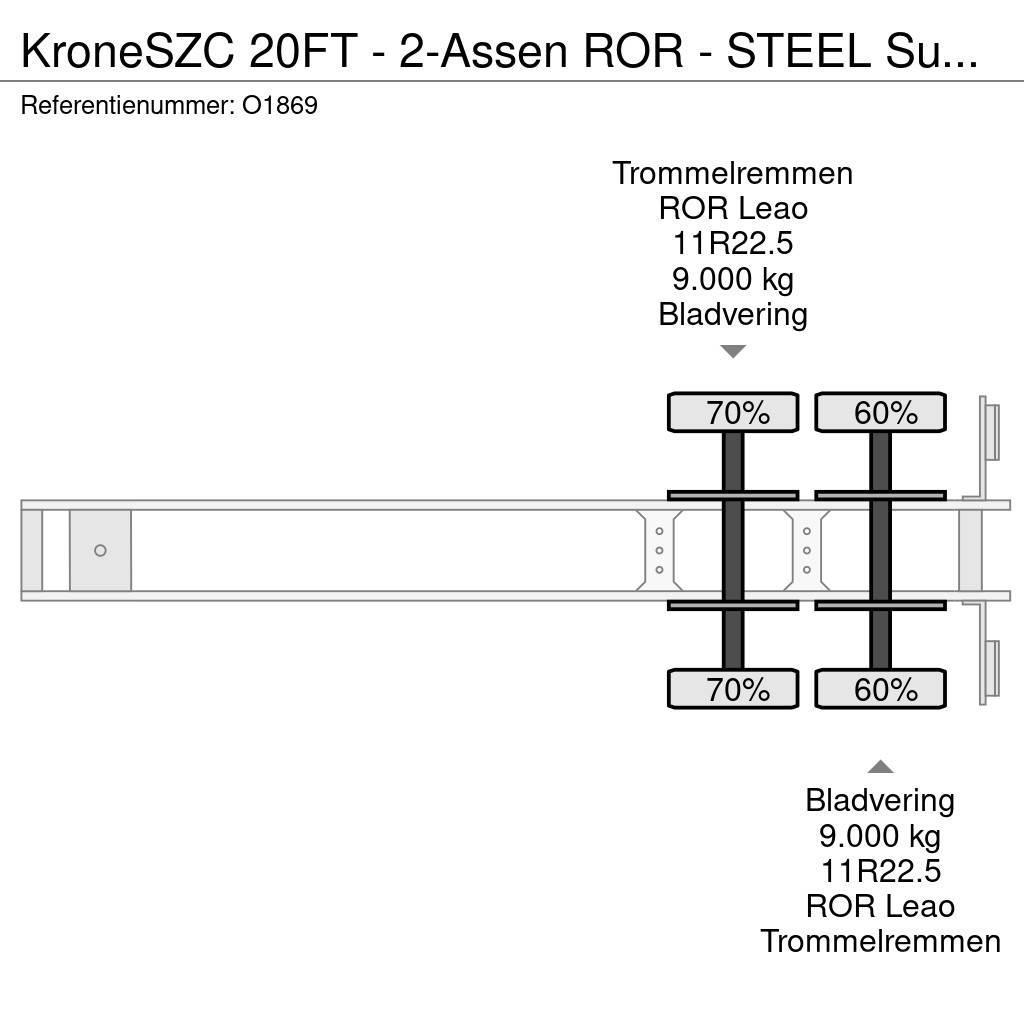 Krone SZC 20FT - 2-Assen ROR - STEEL Suspension - DOUBLE Naczepy do transportu kontenerów