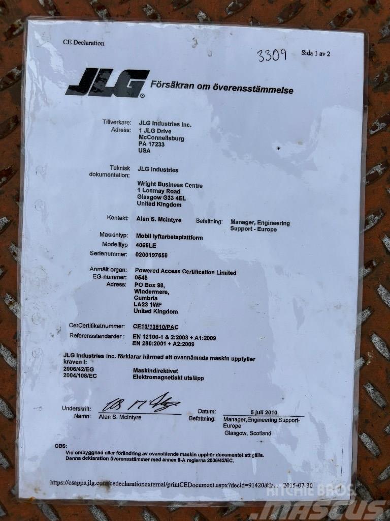 JLG 4069 LE hoogwerker 14m Podnośniki nożycowe