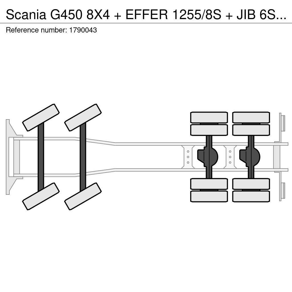 Scania G450 8X4 + EFFER 1255/8S + JIB 6S HD KRAAN/KRAN/CR Żurawie samochodowe