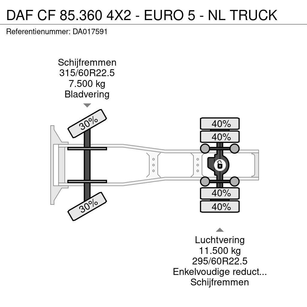 DAF CF 85.360 4X2 - EURO 5 - NL TRUCK Ciągniki siodłowe