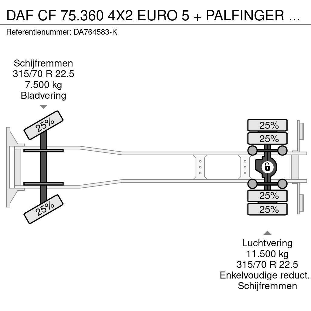 DAF CF 75.360 4X2 EURO 5 + PALFINGER PK15500 Ciężarówki typu Platforma / Skrzynia