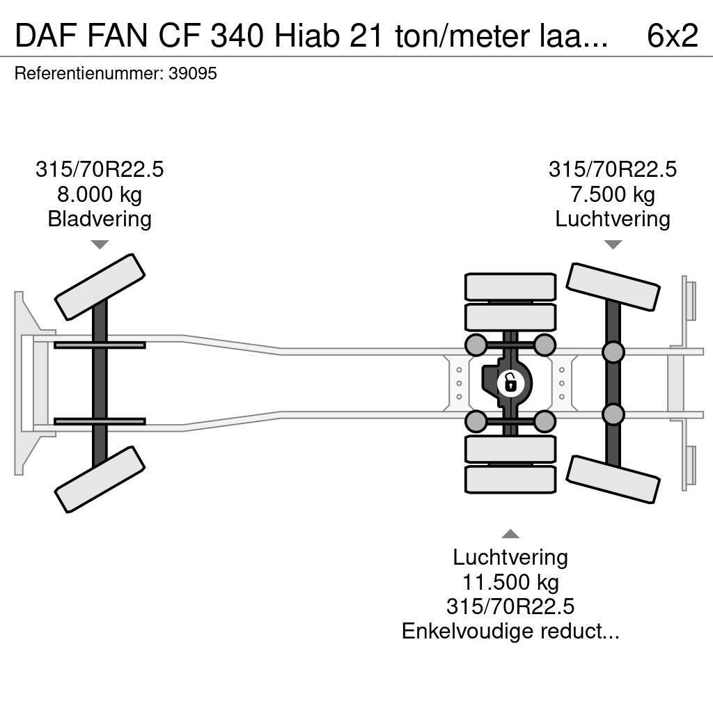 DAF FAN CF 340 Hiab 21 ton/meter laadkraan Śmieciarki