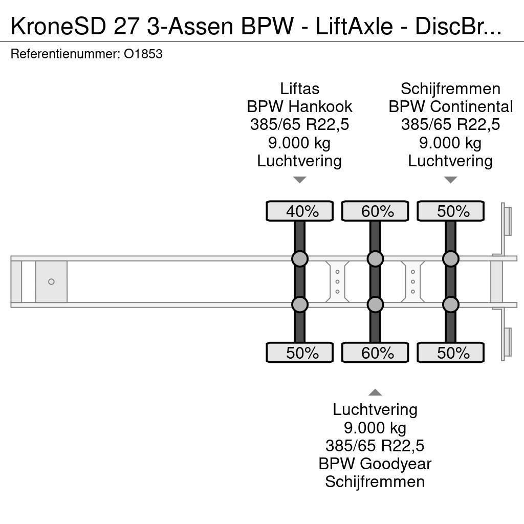 Krone SD 27 3-Assen BPW - LiftAxle - DiscBrakes - 5510kg Naczepy do transportu kontenerów
