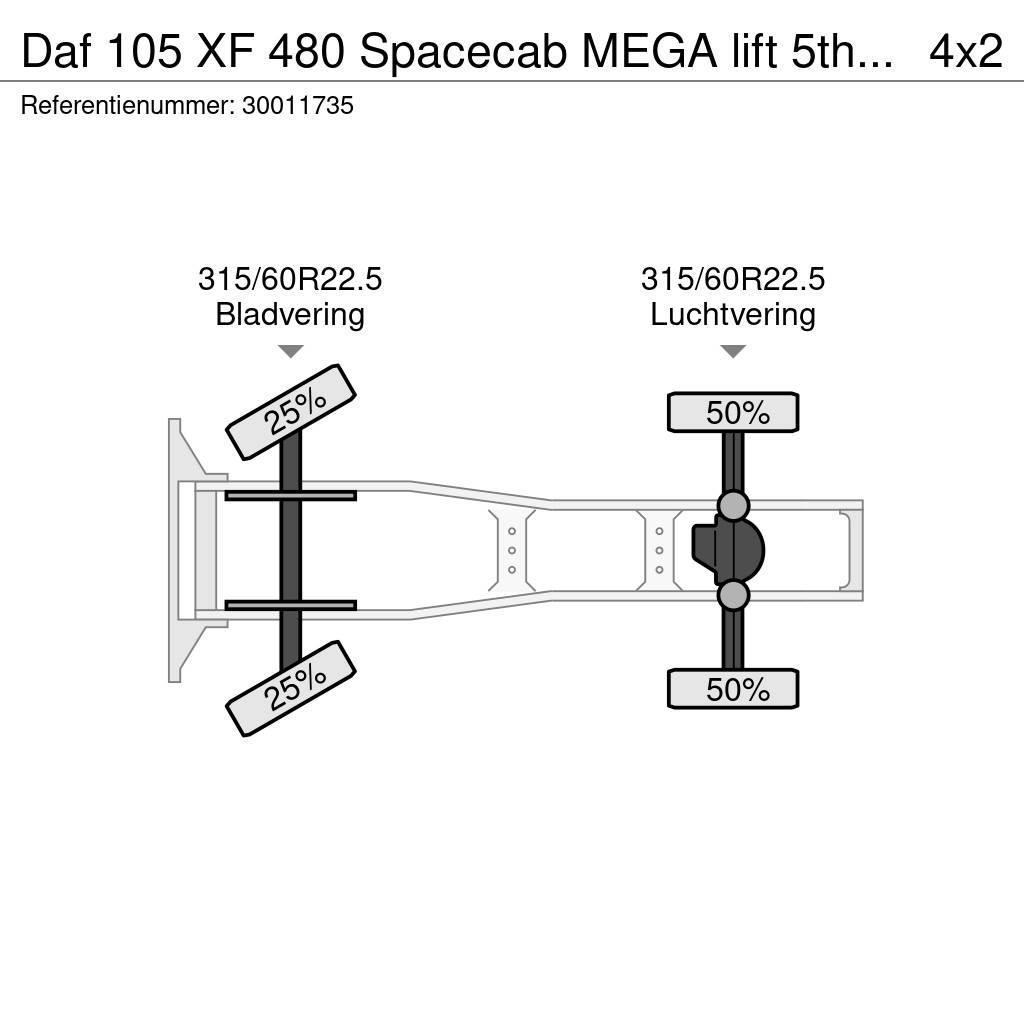DAF 105 XF 480 Spacecab MEGA lift 5th wheel Ciągniki siodłowe