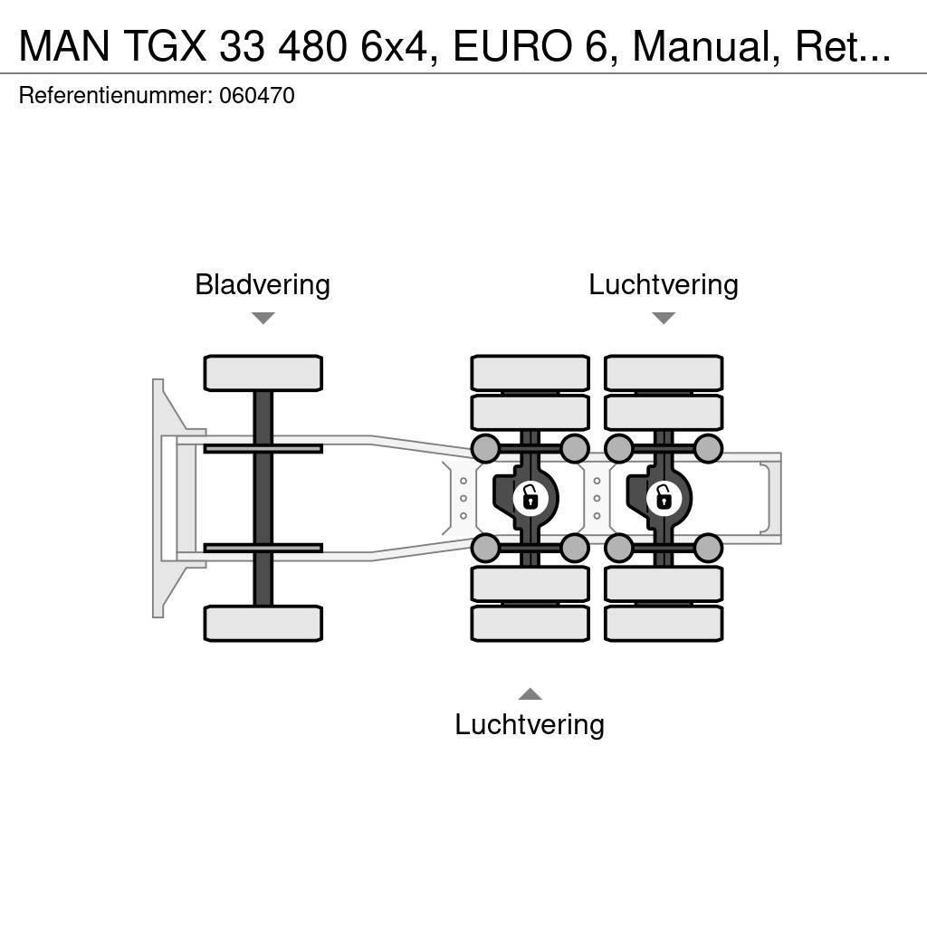 MAN TGX 33 480 6x4, EURO 6, Manual, Retarder Ciągniki siodłowe