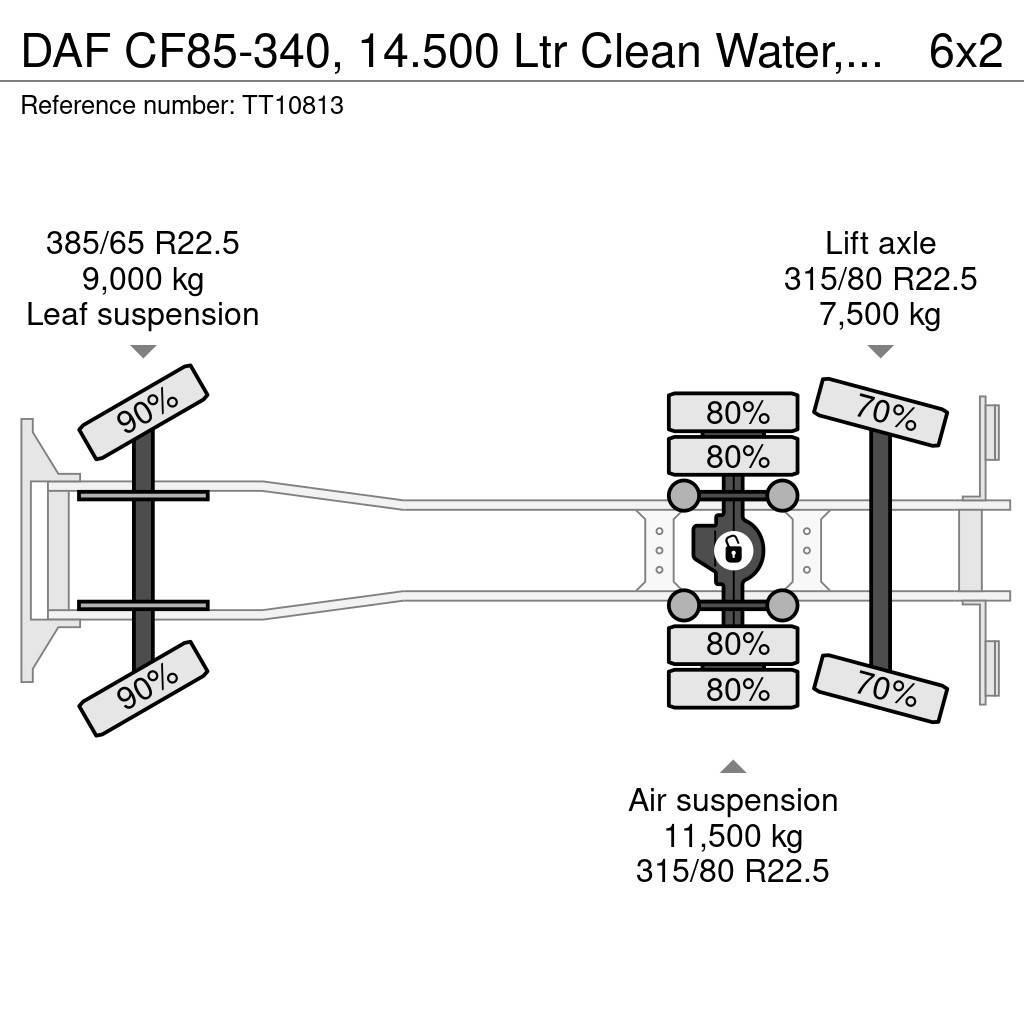 DAF CF85-340, 14.500 Ltr Clean Water, High-Pressure, E Cysterna