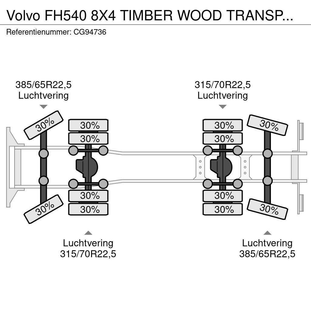 Volvo FH540 8X4 TIMBER WOOD TRANSPORT COMBI WITH TRAILER Żurawie szosowo-terenowe