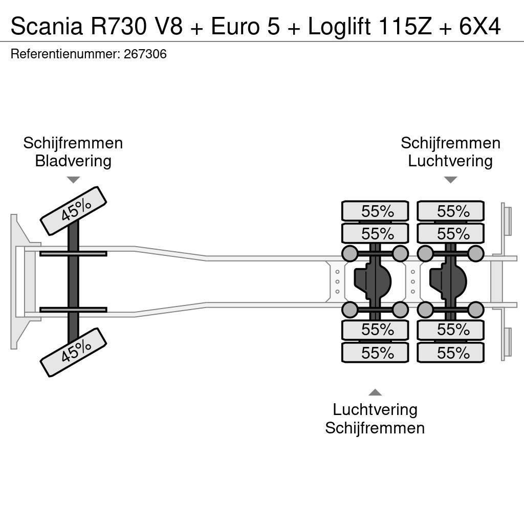 Scania R730 V8 + Euro 5 + Loglift 115Z + 6X4 Ciężarówki typu Platforma / Skrzynia