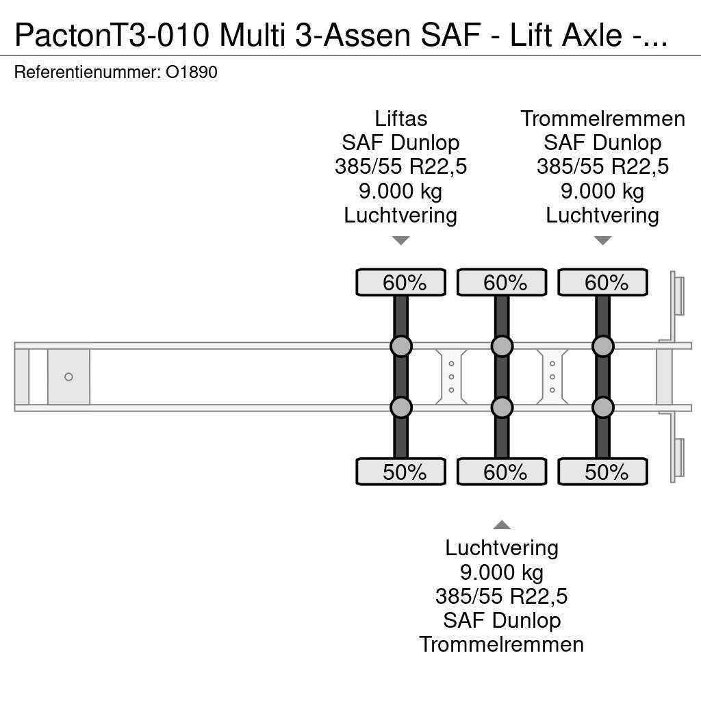 Pacton T3-010 Multi 3-Assen SAF - Lift Axle - Drum Brakes Naczepy do transportu kontenerów