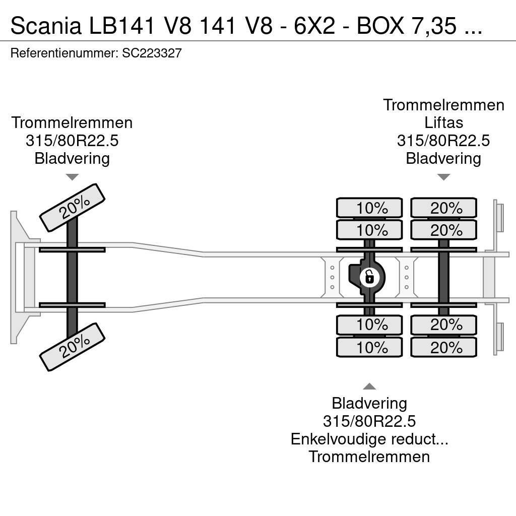 Scania LB141 V8 141 V8 - 6X2 - BOX 7,35 METER Ciężarówki typu Platforma / Skrzynia