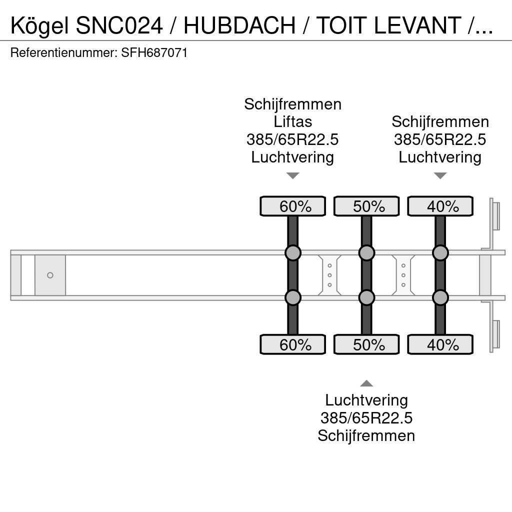 Kögel SNC024 / HUBDACH / TOIT LEVANT / HEFDAK / LIFTAS Naczepy firanki